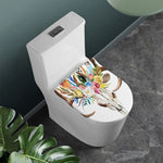 Boho Floral Deer Skull Print Toilet Lid Cover