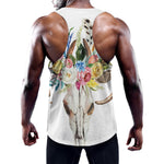 Boho Floral Deer Skull Print Training Tank Top