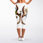 Boho Floral Deer Skull Print Women's Capri Leggings