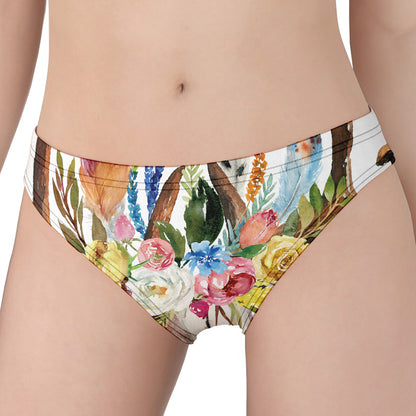 Boho Floral Deer Skull Print Women's Panties