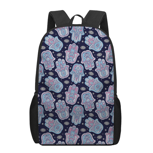 Boho Hamsa Pattern Print 17 Inch Backpack