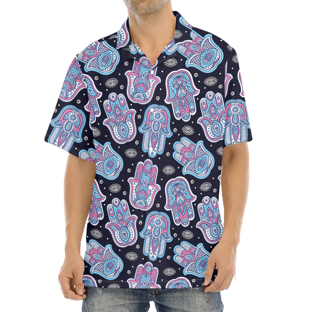 Boho Hamsa Pattern Print Aloha Shirt
