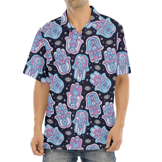 Boho Hamsa Pattern Print Aloha Shirt