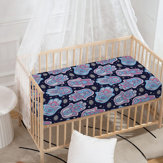 Boho Hamsa Pattern Print Baby Crib Sheet