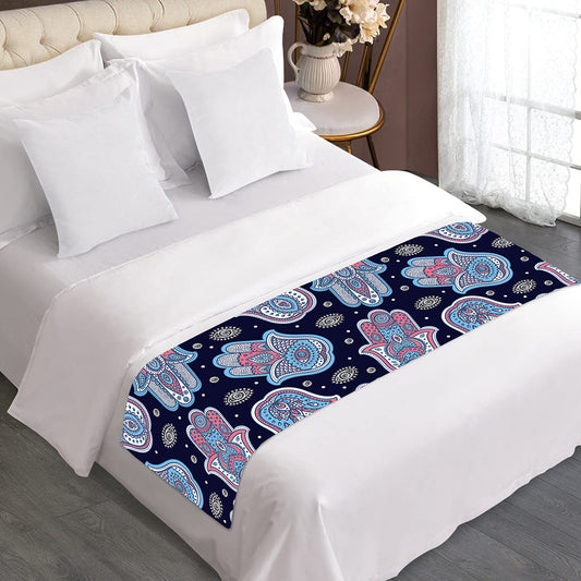 Boho Hamsa Pattern Print Bed Runner