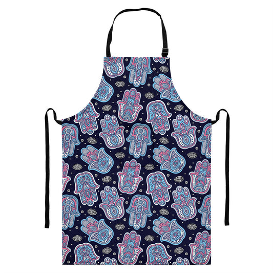 Boho Hamsa Pattern Print Bib Apron With Pocket