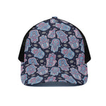 Boho Hamsa Pattern Print Black Mesh Trucker Cap
