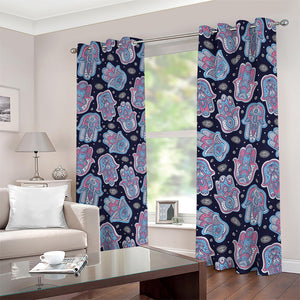 Boho Hamsa Pattern Print Blackout Grommet Curtains