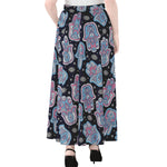 Boho Hamsa Pattern Print Chiffon Maxi Skirt