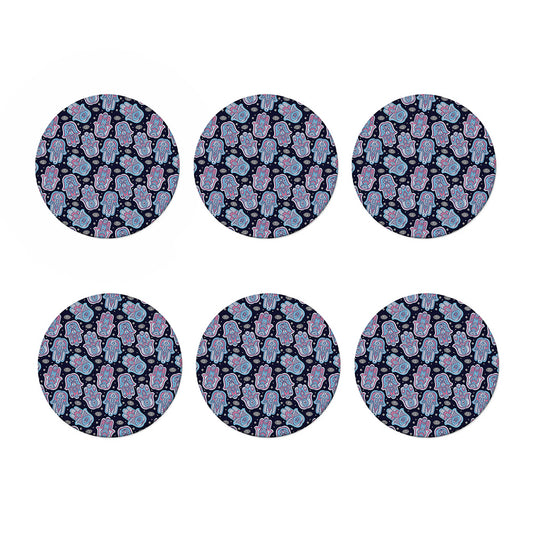 Boho Hamsa Pattern Print Coaster Set