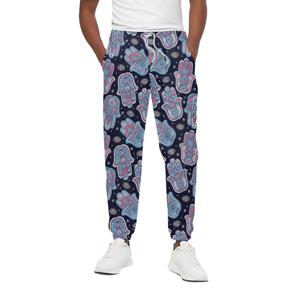 Boho Hamsa Pattern Print Cotton Pants