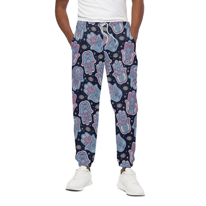 Boho Hamsa Pattern Print Cotton Pants