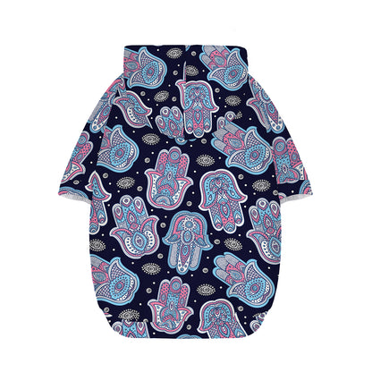 Boho Hamsa Pattern Print Dog Zip Up Hoodie