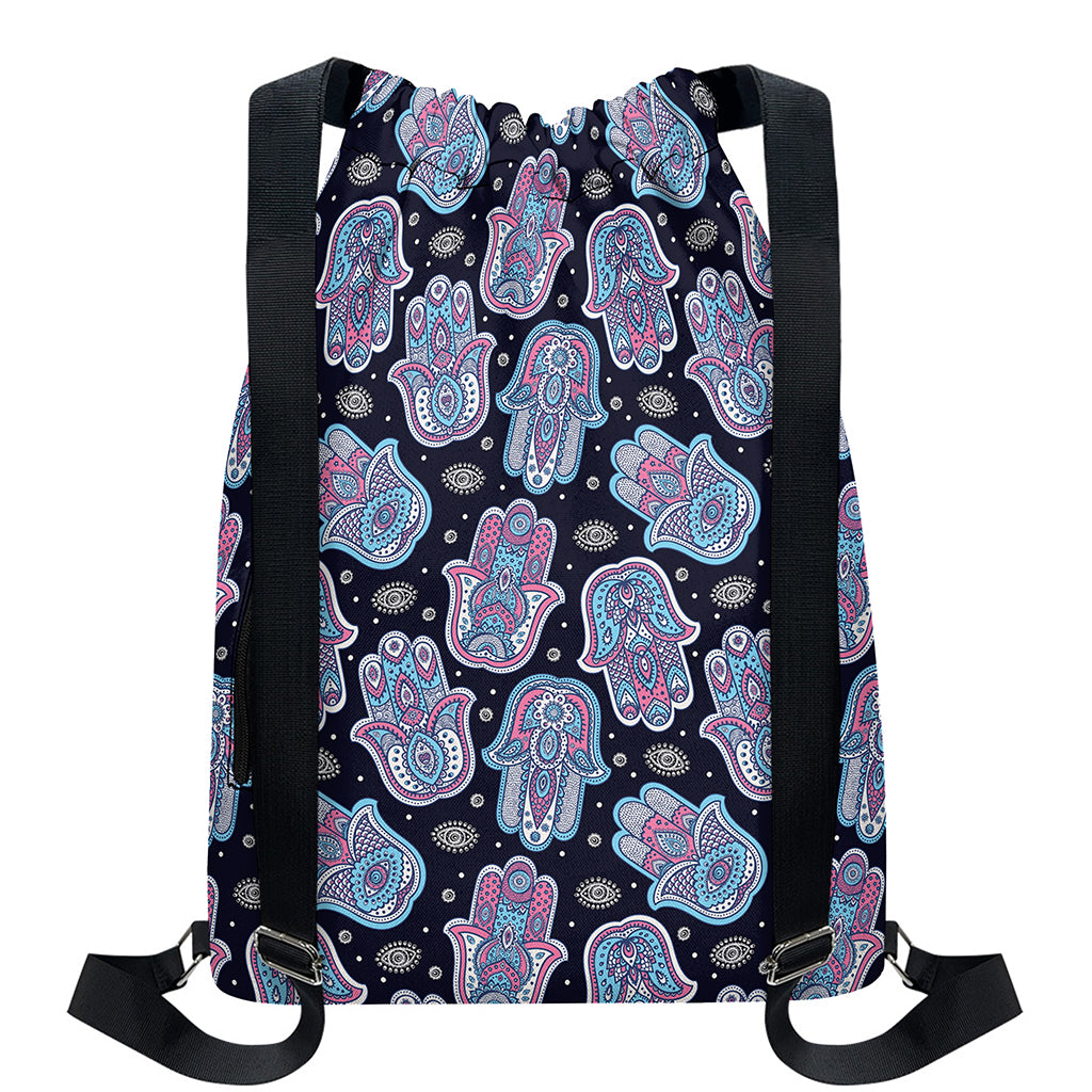 Boho Hamsa Pattern Print Drawstring Backpack