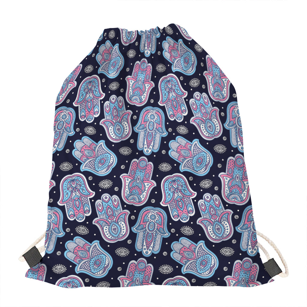 Boho Hamsa Pattern Print Drawstring Bag