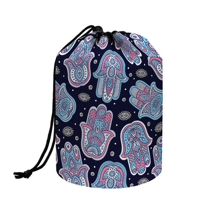 Boho Hamsa Pattern Print Drawstring Makeup Bag