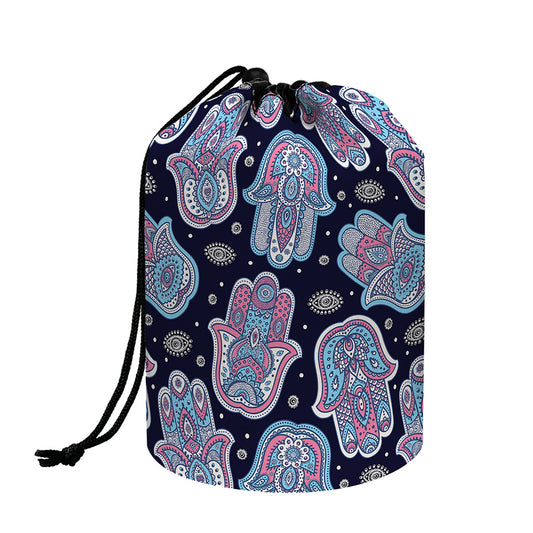Boho Hamsa Pattern Print Drawstring Makeup Bag