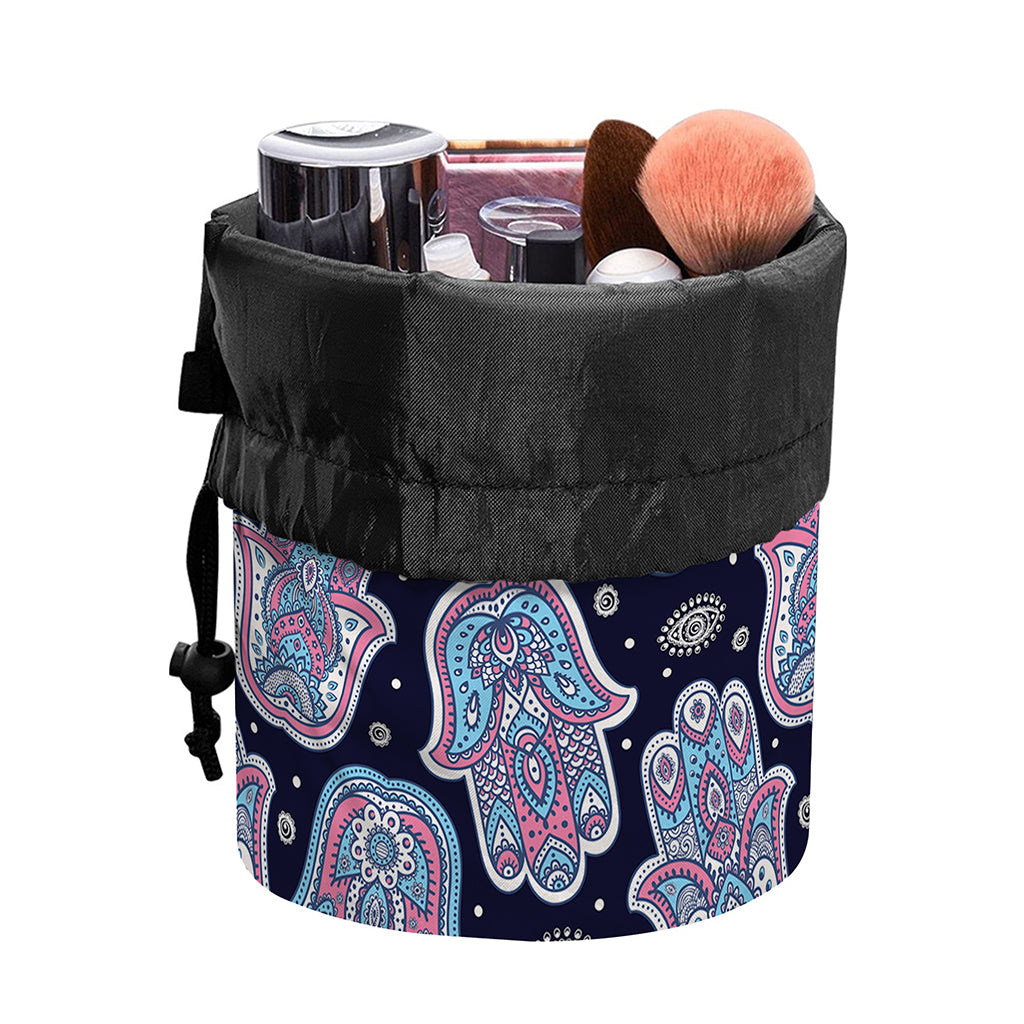 Boho Hamsa Pattern Print Drawstring Makeup Bag