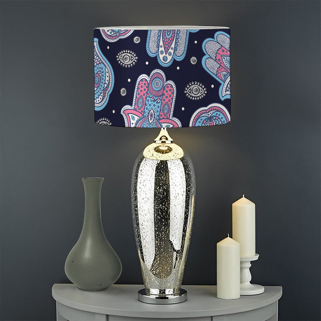 Boho Hamsa Pattern Print Drum Lamp Shade