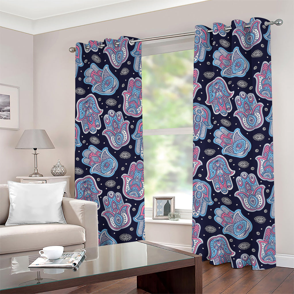 Boho Hamsa Pattern Print Grommet Curtains