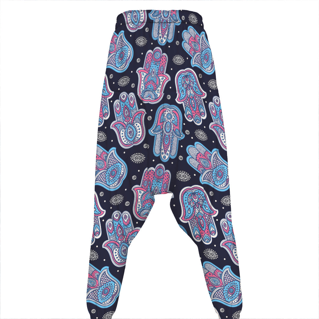 Boho Hamsa Pattern Print Hammer Pants