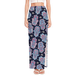 Boho Hamsa Pattern Print High Slit Maxi Skirt