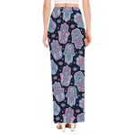 Boho Hamsa Pattern Print High Slit Maxi Skirt