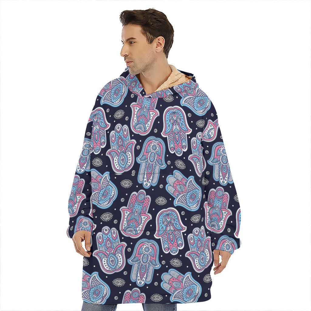 Boho Hamsa Pattern Print Hoodie Blanket