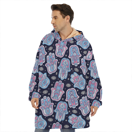 Boho Hamsa Pattern Print Hoodie Blanket