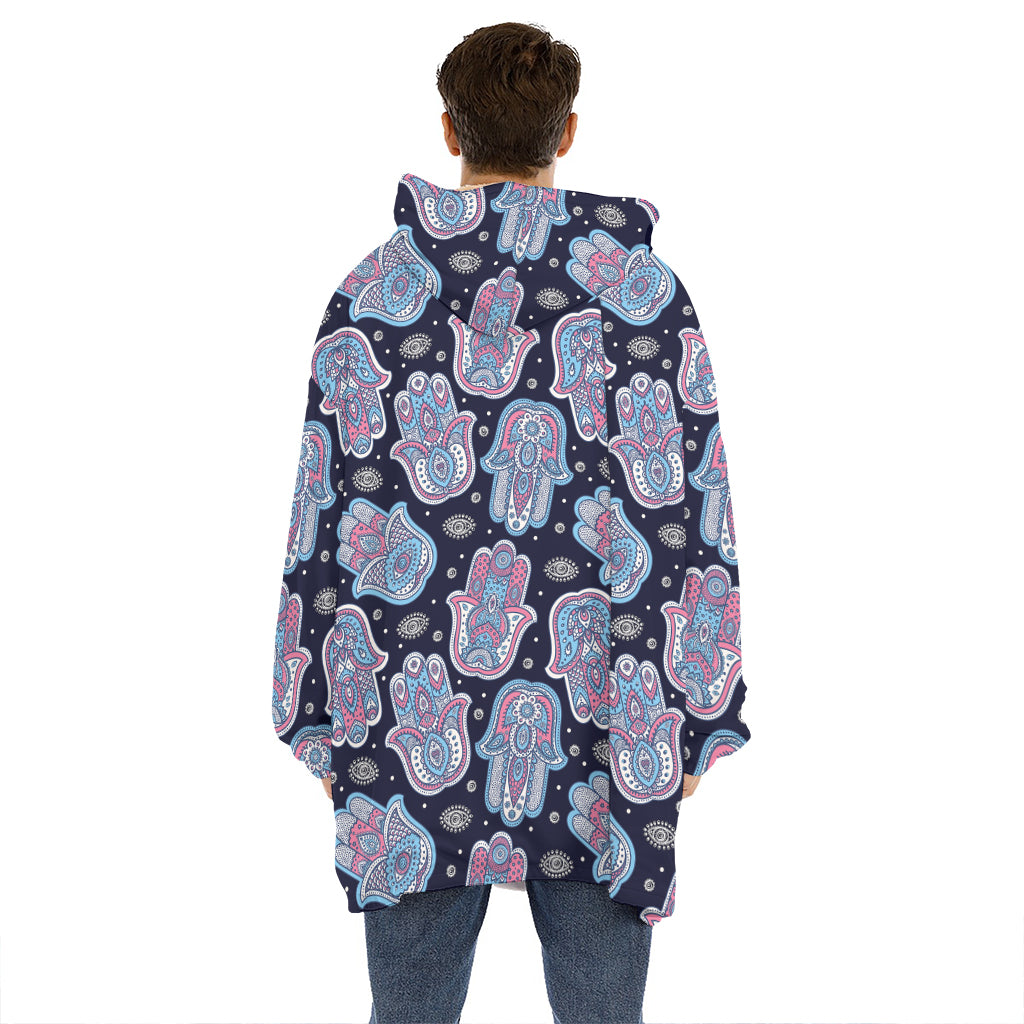 Boho Hamsa Pattern Print Hoodie Blanket
