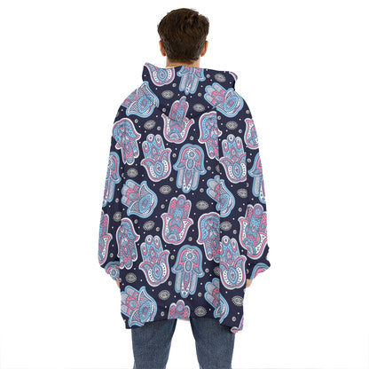 Boho Hamsa Pattern Print Hoodie Blanket