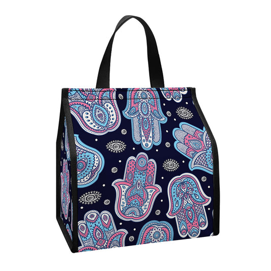 Boho Hamsa Pattern Print Insulated Lunch Tote