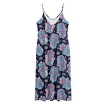 Boho Hamsa Pattern Print Jersey Midi Cami Dress