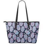 Boho Hamsa Pattern Print Leather Tote Bag