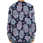 Boho Hamsa Pattern Print Long Sleeve Baseball Jersey