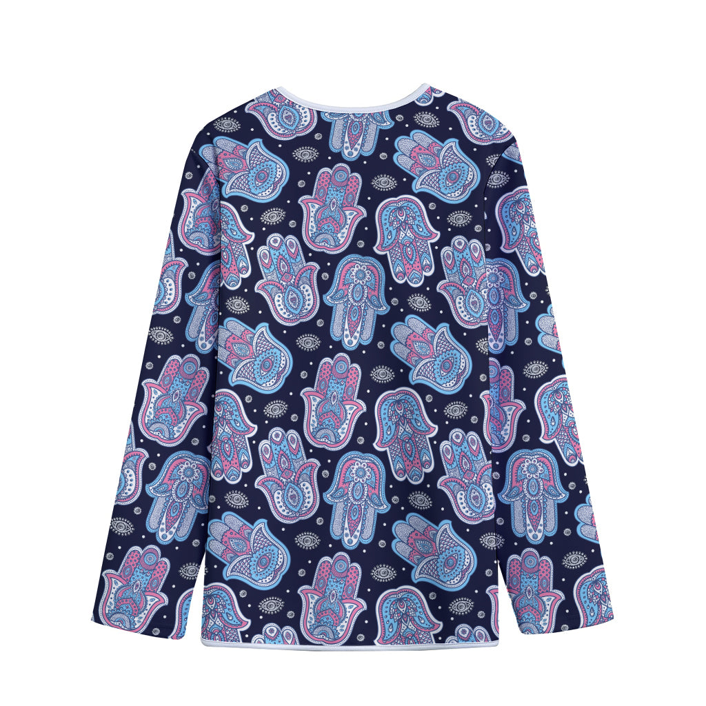Boho Hamsa Pattern Print Long Sleeve Short Coat