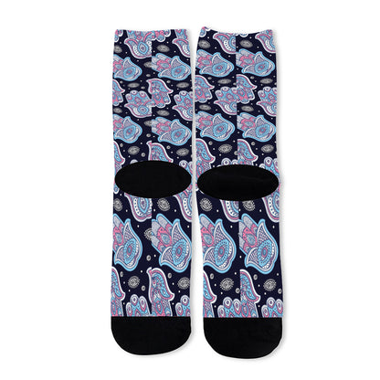 Boho Hamsa Pattern Print Long Socks
