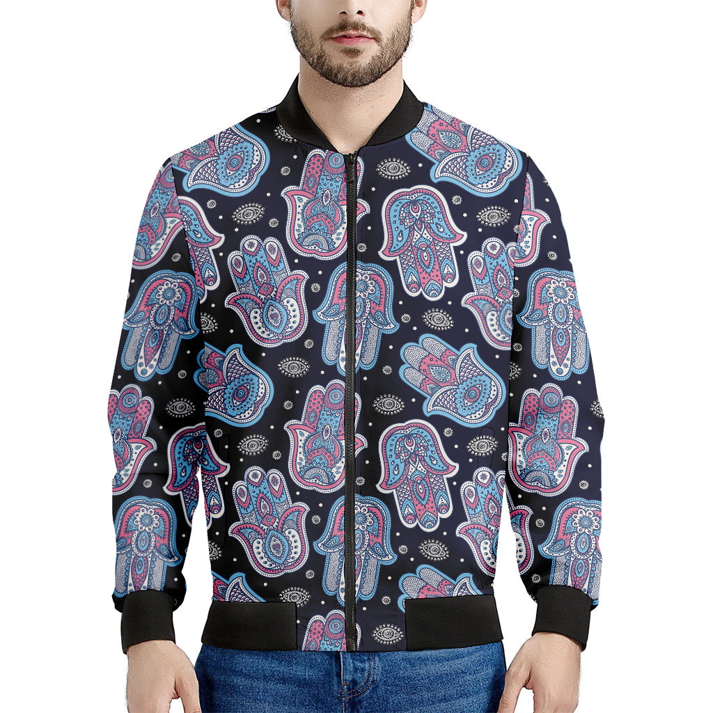 Boho Hamsa Pattern Print Men's Bomber Jacket