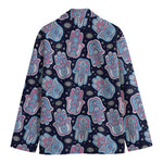 Boho Hamsa Pattern Print Men's Cotton Blazer