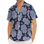 Boho Hamsa Pattern Print Men's Deep V-Neck Shirt