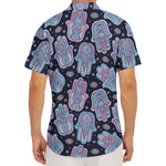 Boho Hamsa Pattern Print Men's Deep V-Neck Shirt