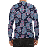 Boho Hamsa Pattern Print Men's Long Sleeve Rash Guard