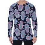 Boho Hamsa Pattern Print Men's Long Sleeve T-Shirt