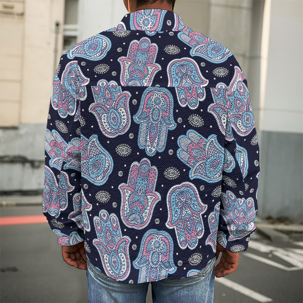 Boho Hamsa Pattern Print Men's Shirt Jacket