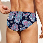Boho Hamsa Pattern Print Men's Swim Briefs