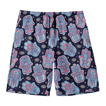 Boho Hamsa Pattern Print Men's Swim Trunks