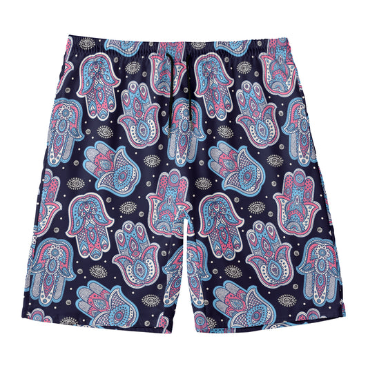 Boho Hamsa Pattern Print Men's Swim Trunks