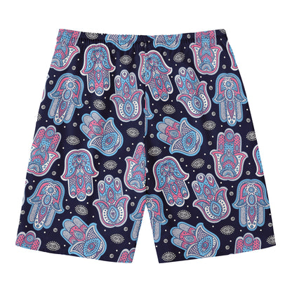 Boho Hamsa Pattern Print Men's Swim Trunks