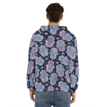 Boho Hamsa Pattern Print Men's Velvet Pullover Hoodie