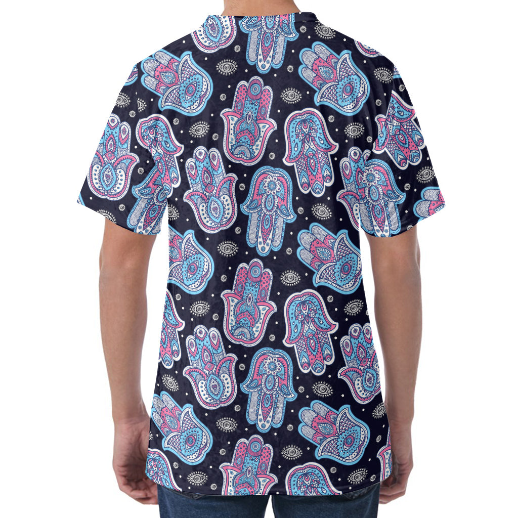 Boho Hamsa Pattern Print Men's Velvet T-Shirt